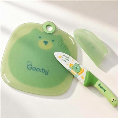 Bộ Dao Thớt Gooby Nhỏ Xinh Hình Gấu  Bo Dao Thot Gooby Nho Xinh Hinh Gau