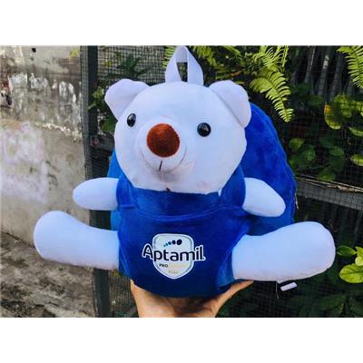 Balo Gấu Bông Aptamil 2 Trong 1 Cho Bé Mầm Non XANH TRẮNG