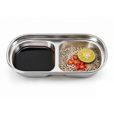 Khay Inox 2 Ngăn Cao Cấp Dùng Đựng Nước Chấm, Sốt, Gia Vị
