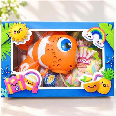 Combo Đồ Chơi Thổi Bong Bóng CÁ NEMO CAM Dùng Pin + Kẹo Marshmallows CorNichE  Combo Do Choi Thoi Bong Bong CA NEMO CAM Dung Pin + Keo Marshmallows CorNichE